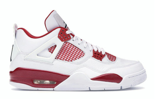 Custom Air Jordan 4 Retro Alternate 89 White/Black-Gym Red Leather