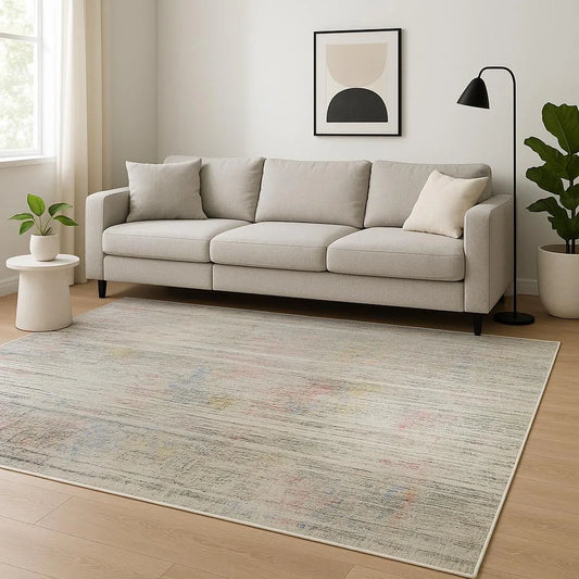 HMS Classic Beige Abstract Hand Knotted 8' X 10' Jute Rug Braided Polyester for Teen Living Room or Hallway for Teenagers
